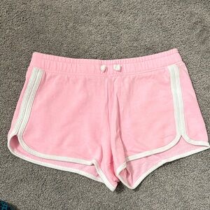 SO Pink Terry Athletic Lounge Shorts with White Trim